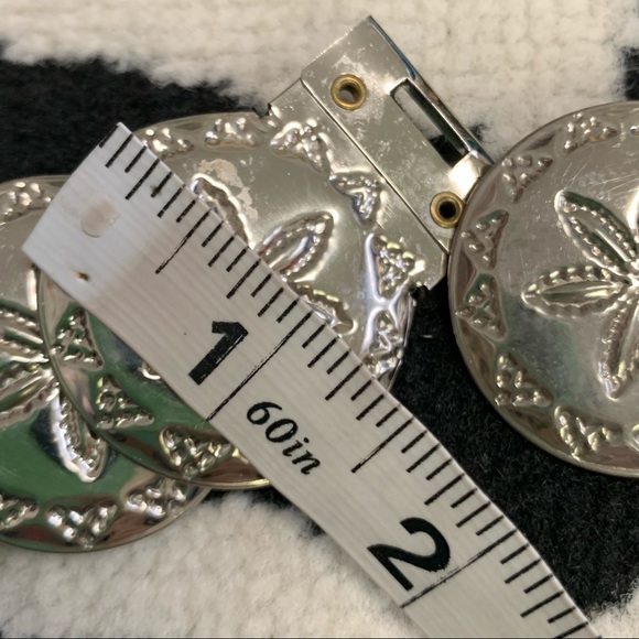 Silver Metal Medallion Mini Coin Concha Elastic Belt S-M - Picture 7 of 8